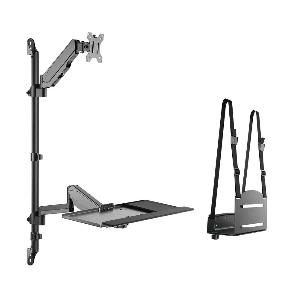 Single Pole Computer  Monitor Arm With CPU Holder
